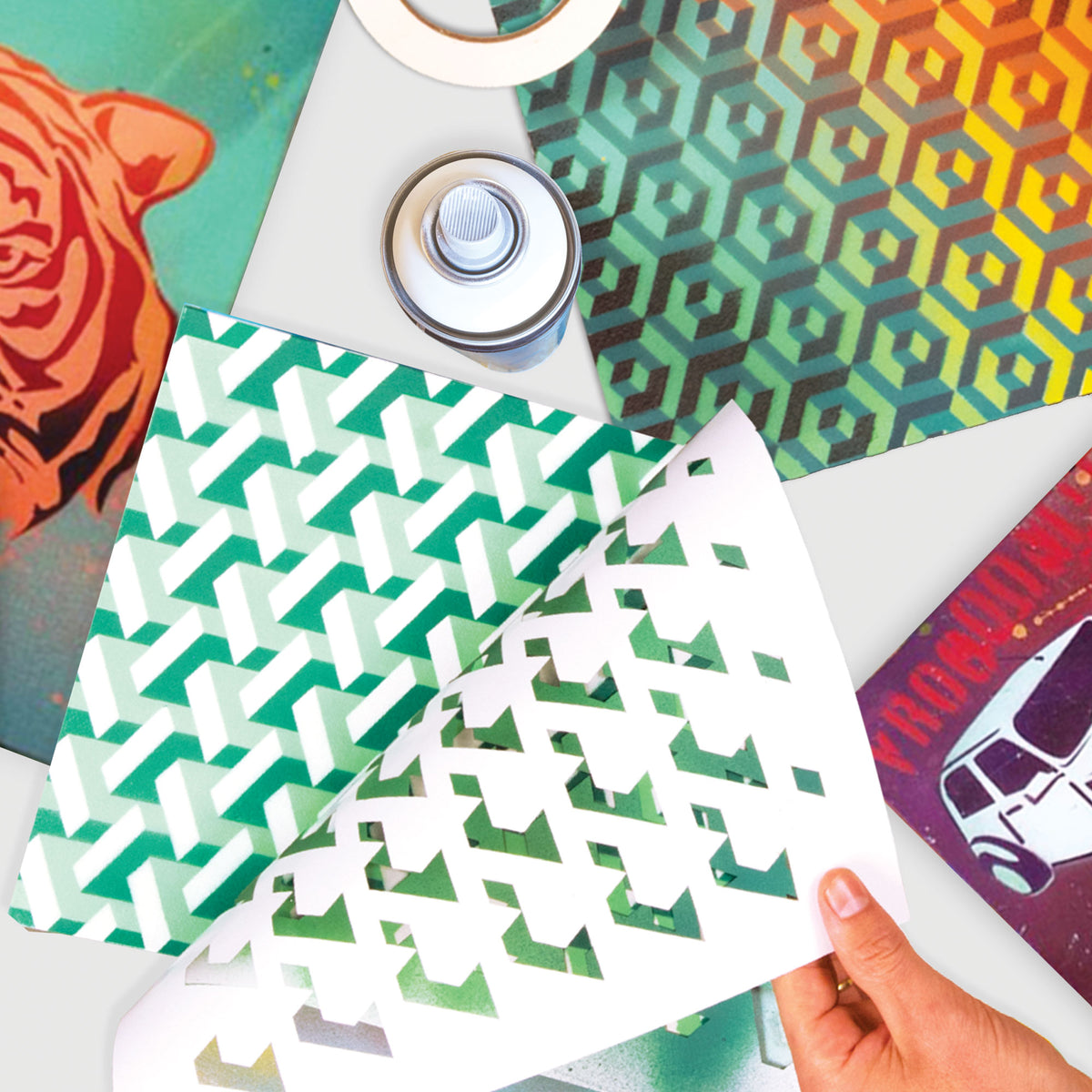 Stencil art spray paint