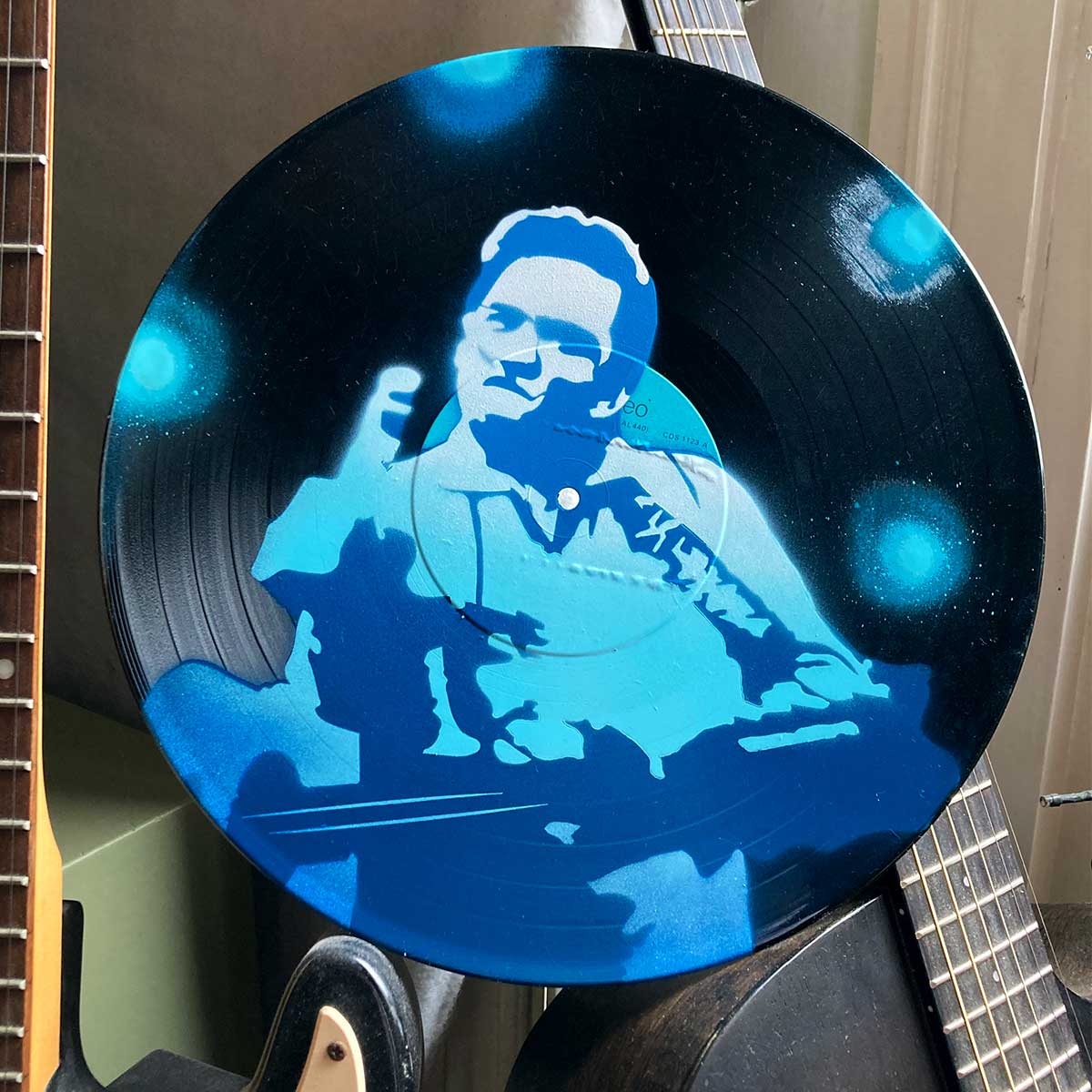 Johnny Cash Stencil Art LP Record