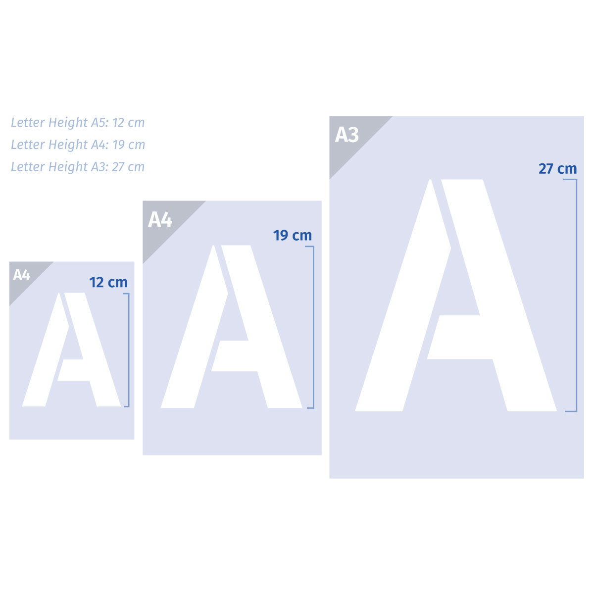 Extra Large Letter Stencil Set Complete Alphabet – A4 size - 19cm letter