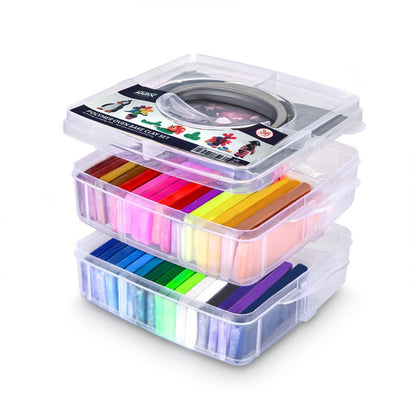 QBIX Polymer Clay Set – 36 Clay Blocks, Sculpting Tools, Storage Box