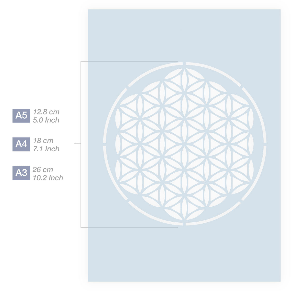 Measurements Mandala Stencil 3 Sizes