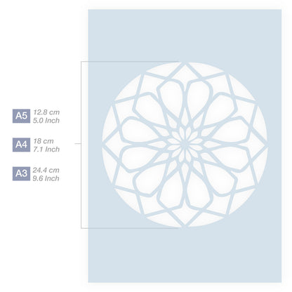 Measurements Mandala Stencil A5 A4 A3 Size