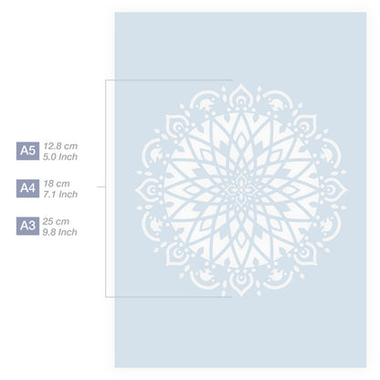 Measurements Mandala Stencil A5 A4 A3 Size