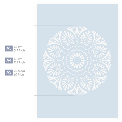 Measurements Mandala Stencil A5 A4 A3 Size