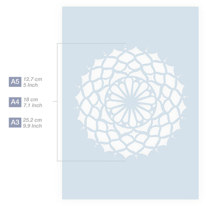 Measurements Mandala Stencil A5 A4 A3 Size