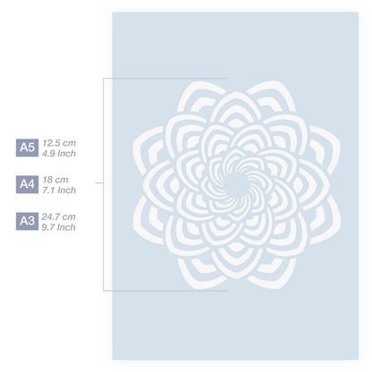 Measurements Mandala Stencil A5 A4 A3 Size