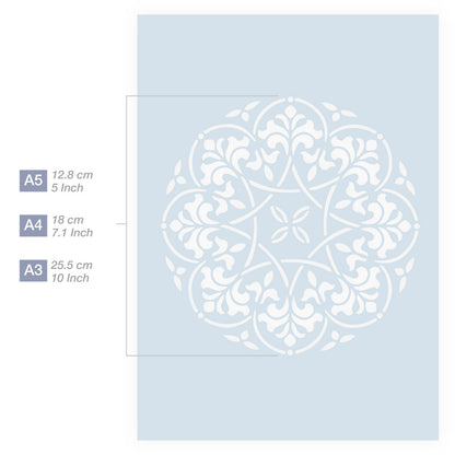 Measurements Mandala Stencil A5 A4 A3 Size