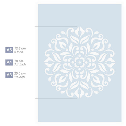 Measurements Mandala Stencil A5 A4 A3 Size