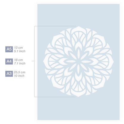 Measurements Mandala Stencil A5 A4 A3 Size