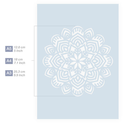 Measurements Mandala Stencil A5 A4 A3 Size