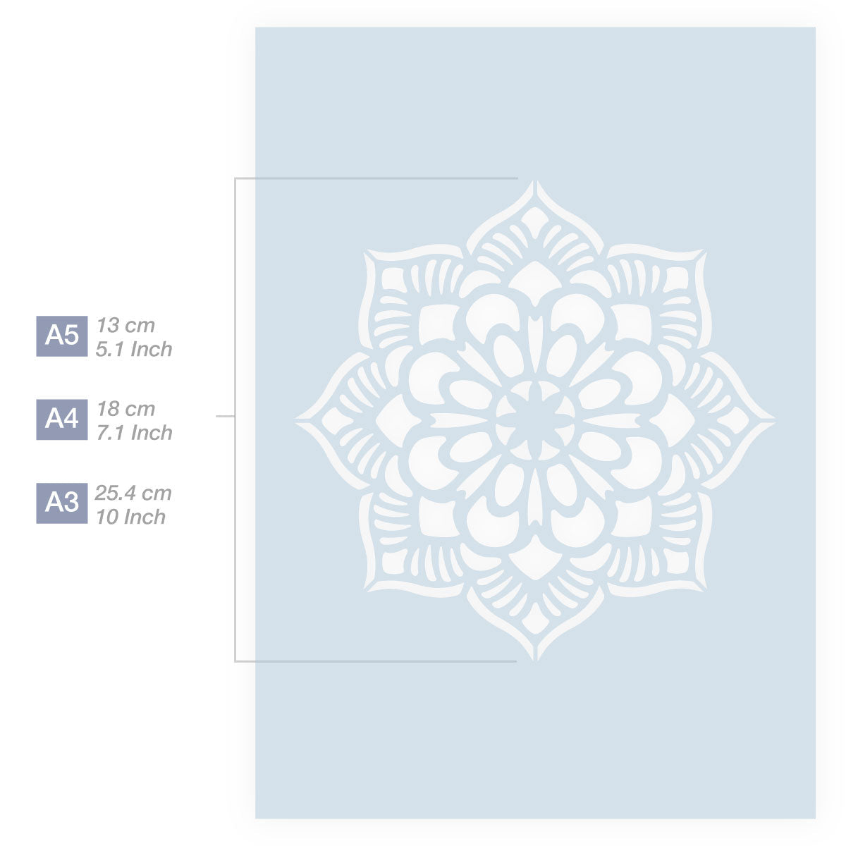 Measurements Mandala Stencil 3 Sizes