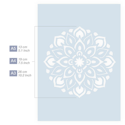 Measurements Mandala Stencil A5 A4 A3 Size