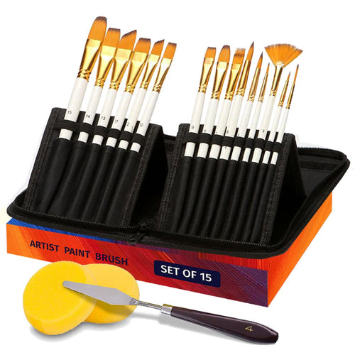 Premium Paintbrush set with 15 paint brushes