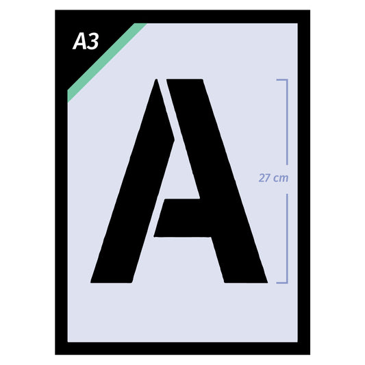 Extra Large Letter Stencil Set Complete Alphabet – A3 size - 27 cm letter