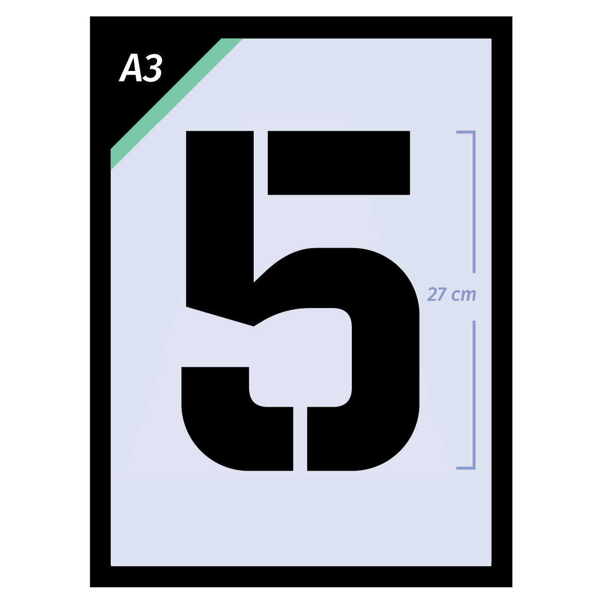 Extra Large Number Stencil Set Complete Numbers & Symbols – A3 size - 27 cm number