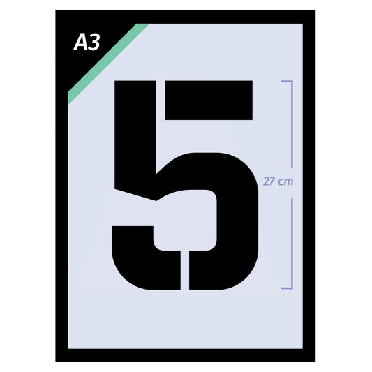 Extra Large Number Stencil Set Complete Numbers & Symbols – A3 size - 27 cm number