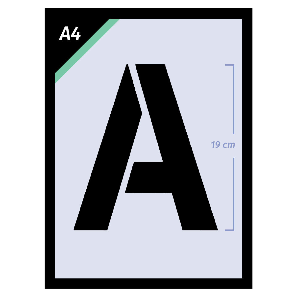 Extra Large Letter Stencil Set Complete Alphabet – A4 size - 19cm letter