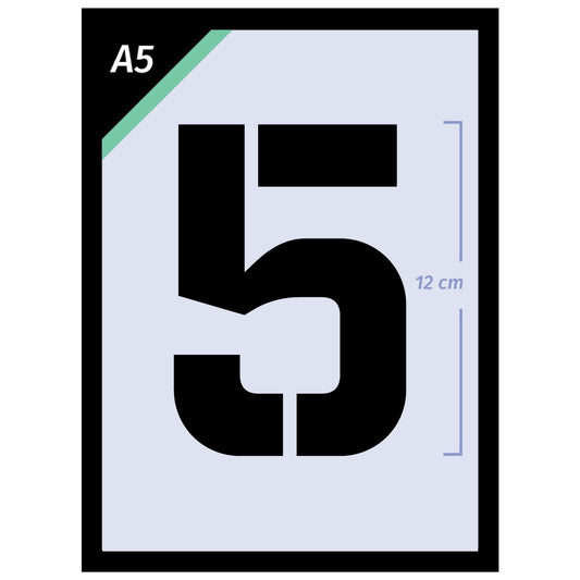 Extra Large Number & Symbol Stencil Set Complete Alphabet – A5 size - 12 cm Letter