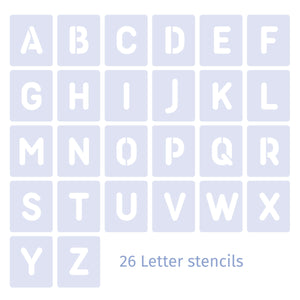 Letter Stencil Set Complete Alphabet – Rounded – 2 Sizes