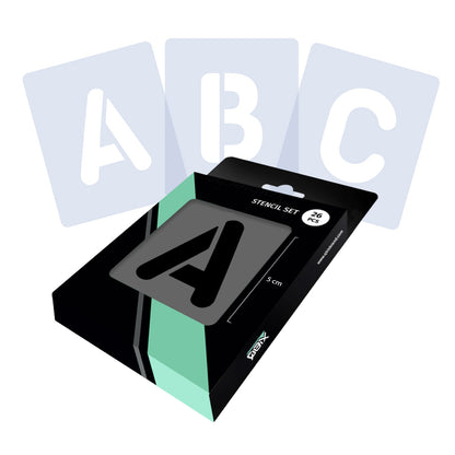 Letter Stencil Set Complete Alphabet – Rounded – 5 cm / 2 Inch