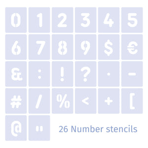 Number Stencil Set Numbers & Symbols – Rounded – 2 sizes