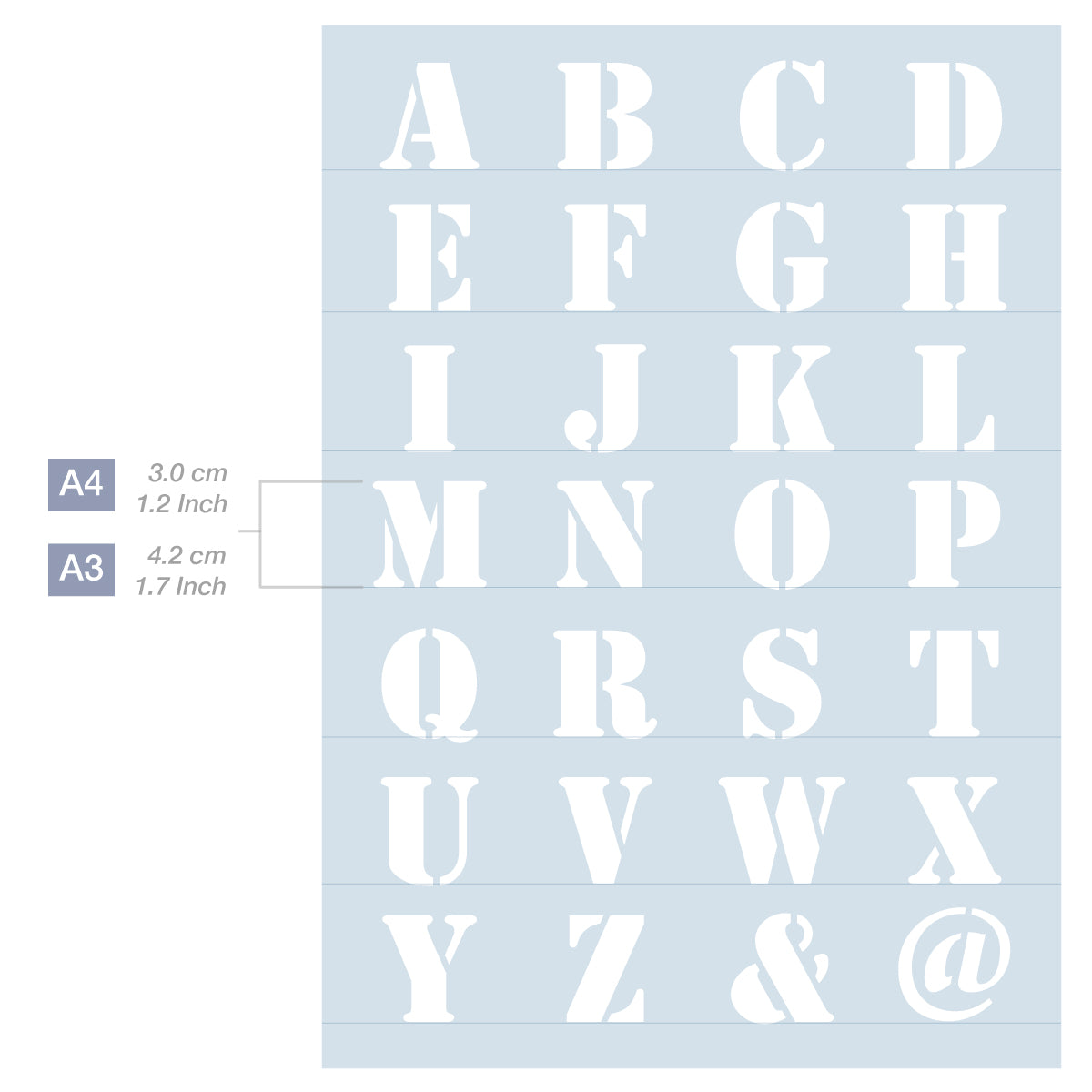 Measurements Industreal Alphabet Letter Stencil A4 A3 Sizes