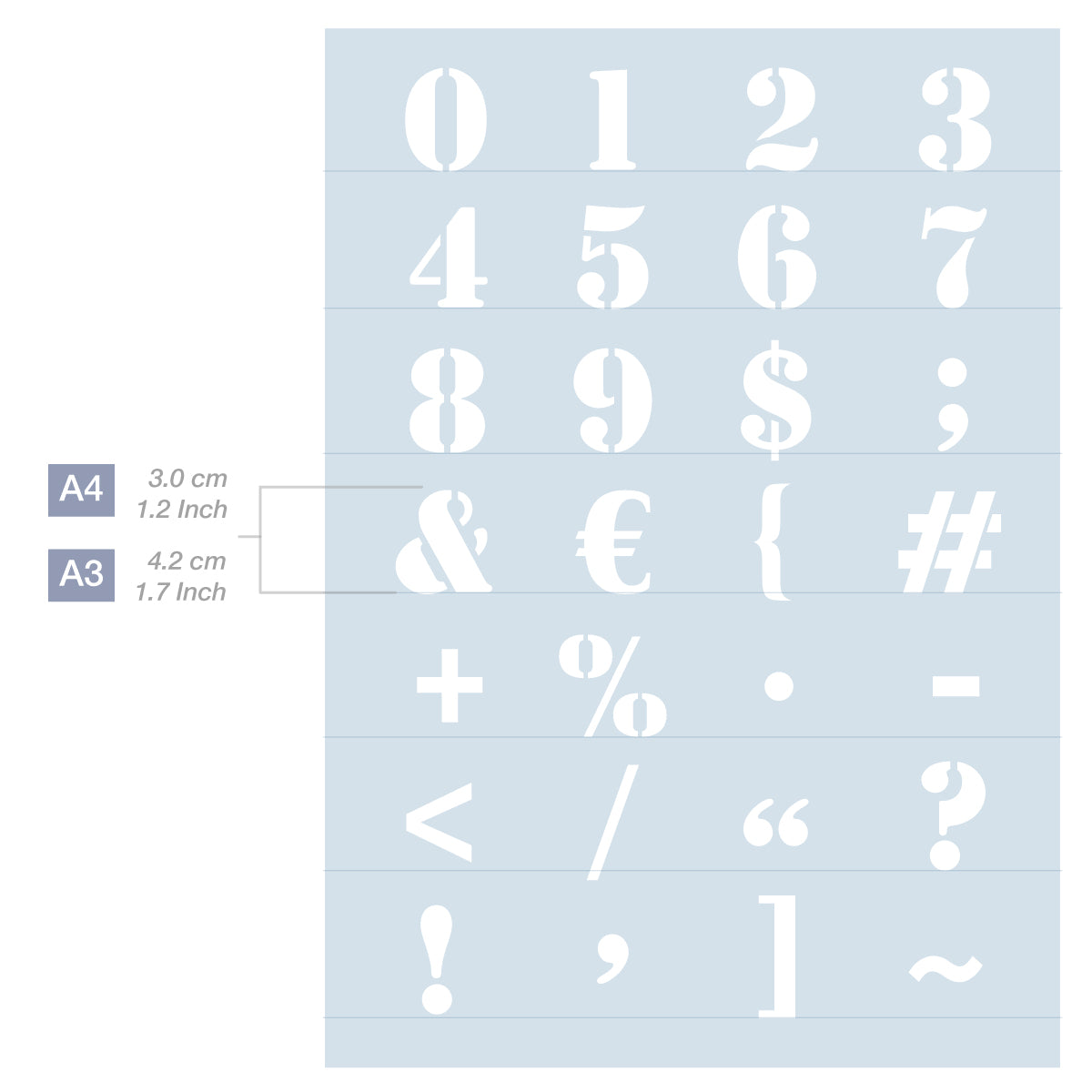 Measurement Industreal Alphabet Letter Stencil A4 A3 Sizes