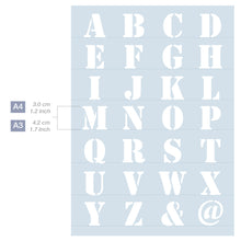 Load image into Gallery viewer, Measurements Industreal Alphabet Letter Stencil A4 A3 Sizes