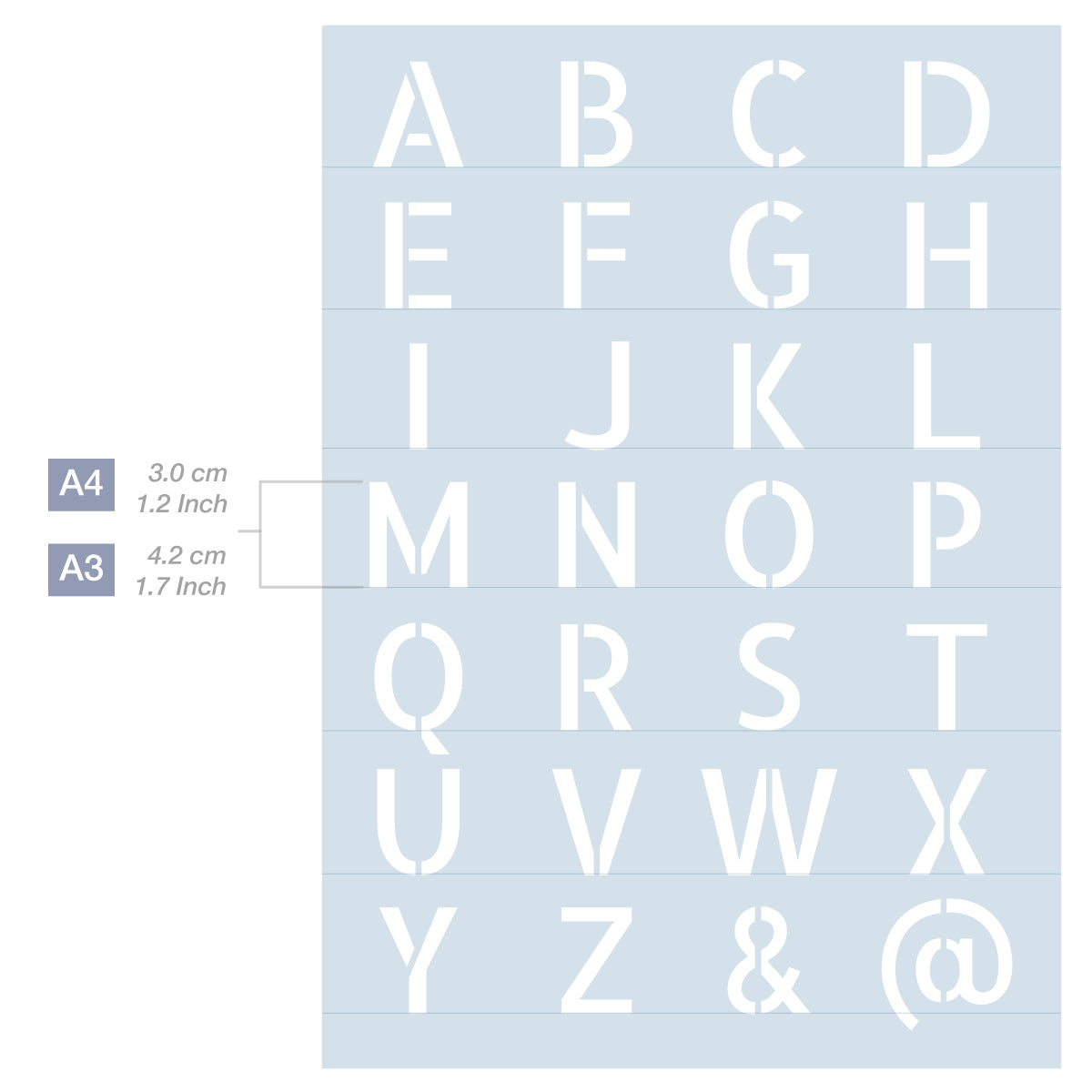 Measurements Letter Stencil Alphabet 2 Sizes