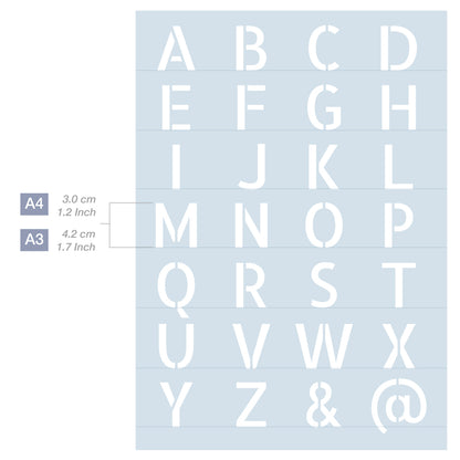 Measurements Letter Stencil Alphabet 2 Sizes
