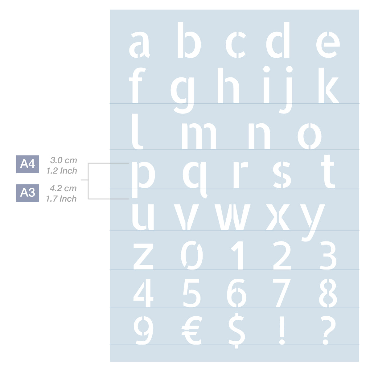 Measurements Letter Stencil Alphabet 2 Sizes