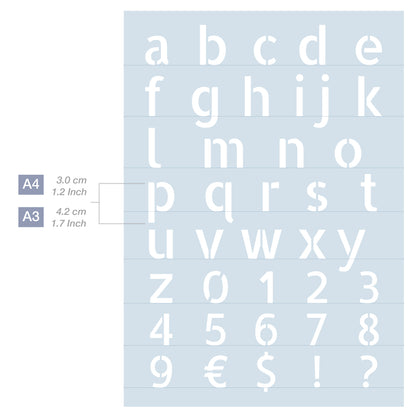 Measurements Letter Stencil Alphabet 2 Sizes