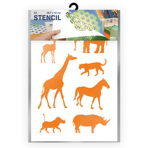 African animals stencil packaged