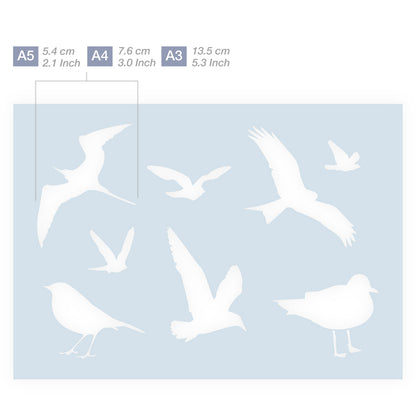 Measurements African silhouettes of birds 3 sizes