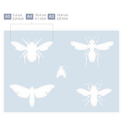 Measurements Insect Wasp Fly Moth Bugs Stencil 3 Sizes