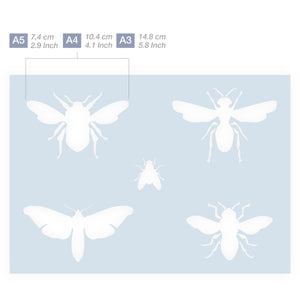 Measurements Insect Wasp Fly Moth Bugs Stencil 3 Sizes