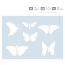 Load image into Gallery viewer, Measurements Butterfly Silhouettes Stencil 3 Sizes