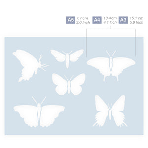 Measurements Butterfly Silhouettes Stencil 3 Sizes