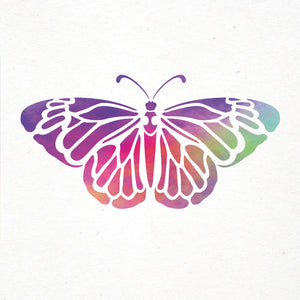 Multicolor rainbow butterfly stencil A5