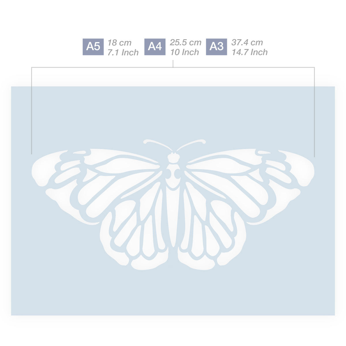 Measurements Butterfly Stencil A5