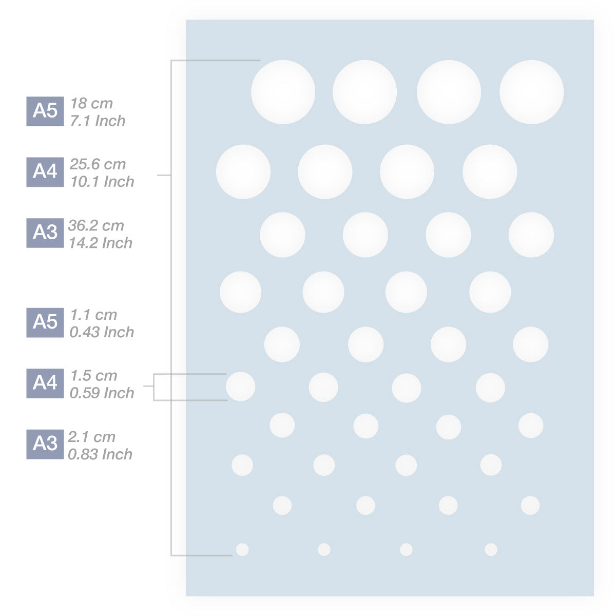 Measurements Circle Pattern Stencil 3 Sizes