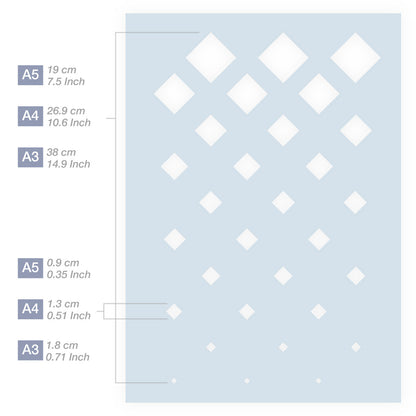 Measurements Diamond Pattern Stencil 3 Sizes