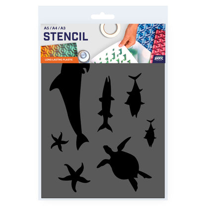 Packaged Sea Life Fish Dolphin Turtle Silhouettes Stencil 3 Sizes