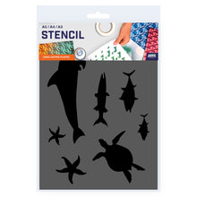 Load image into Gallery viewer, Packaged Sea Life Fish Dolphin Turtle Silhouettes Stencil 3 Sizes