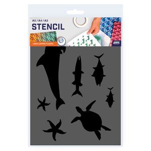 Packaged Sea Life Fish Dolphin Turtle Silhouettes Stencil 3 Sizes