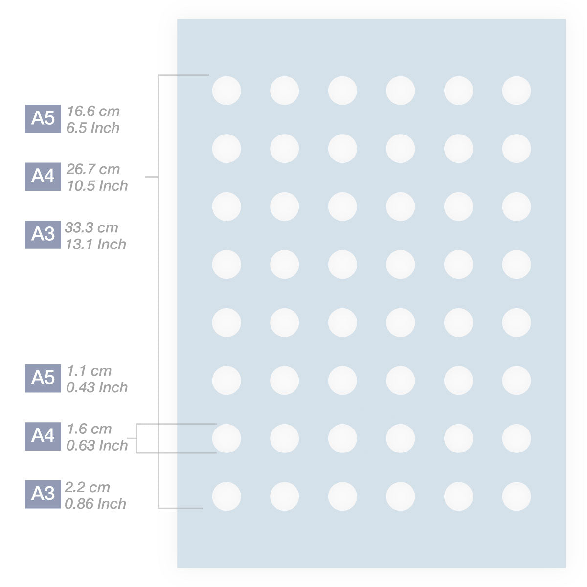 Measurements Dot Pattern Stencil 3 Sizes