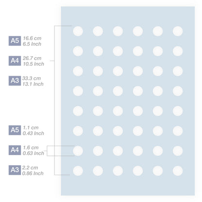 Measurements Dot Pattern Stencil 3 Sizes