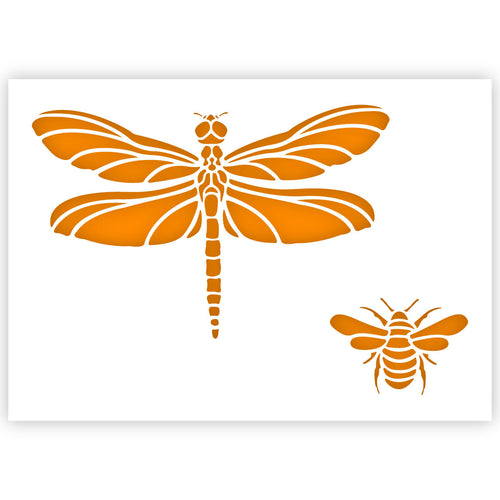 Dragonfly Bee Silhouettes stencil 3 Sizes