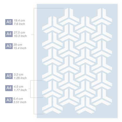 Measurements Escher Pattern Stencil 3 Sizes