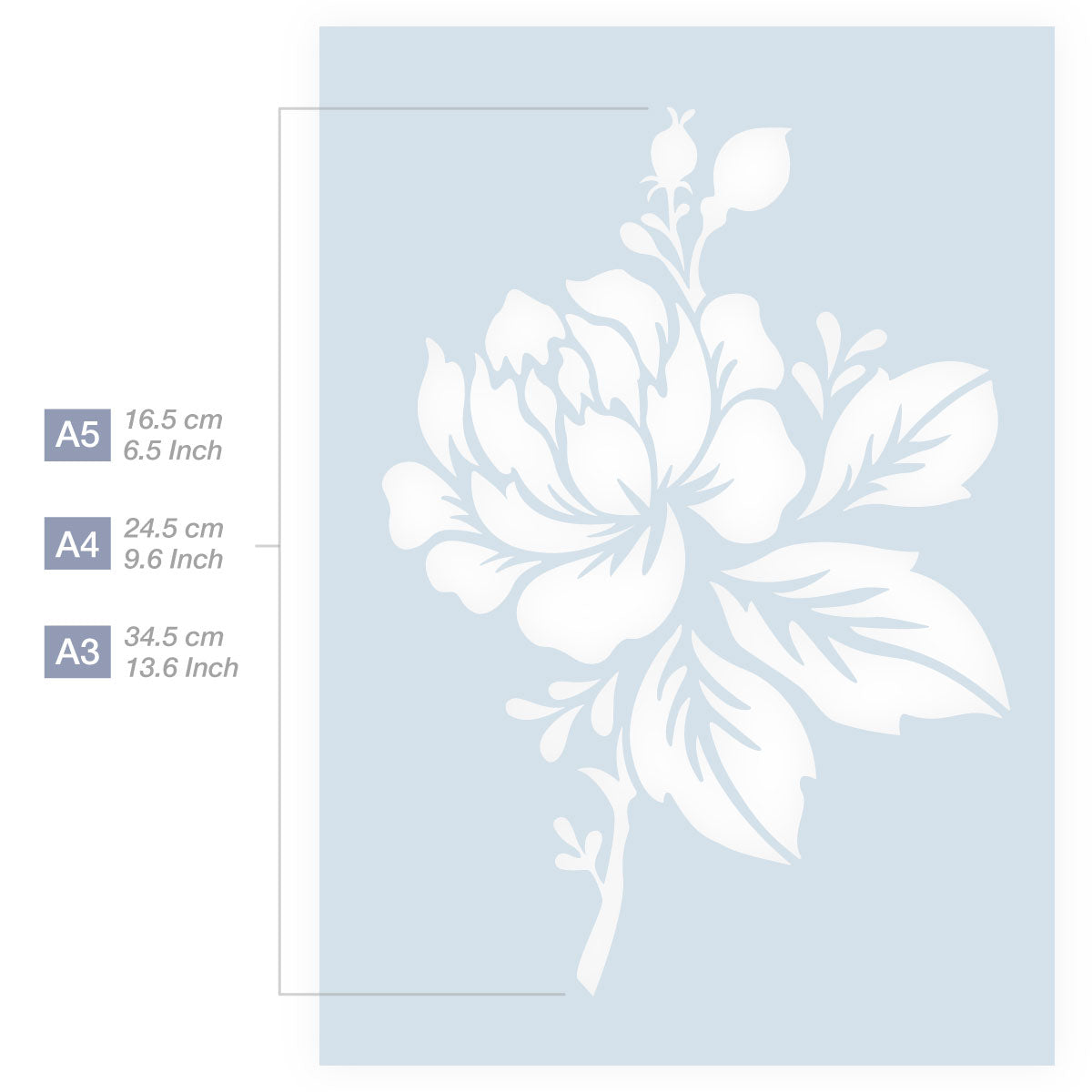 Flower Stencil - Flower Bud Stencil - A4 size